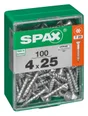 Lot De 100 Vis Acier Tête Autofraisée Plate Spax, Diam.4 Mm X L.25 Mm