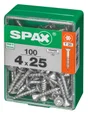 Lot De 100 Vis Acier Tête Autofraisée Plate Spax, Diam.4 Mm X L.25 Mm