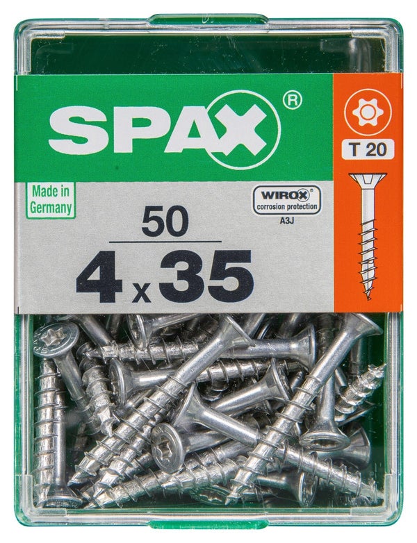 Lot De 50 Vis Acier Tête Autofraisée Plate Spax, Diam.4 Mm X L.35 Mm