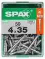 Lot De 50 Vis Acier Tête Autofraisée Plate Spax, Diam.4 Mm X L.35 Mm