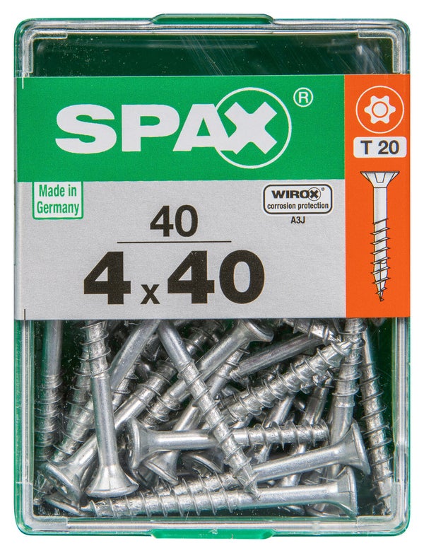 Lot De 40 Vis Acier Tête Autofraisée Plate Spax, Diam.4 Mm X L.40 Mm