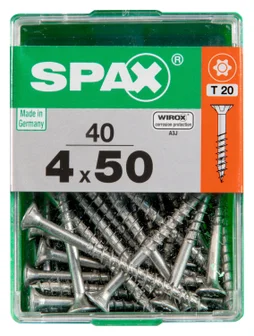 Lot De 40 Vis Acier Tête Autofraisée Plate Spax, Diam.4 Mm X L.50 Mm