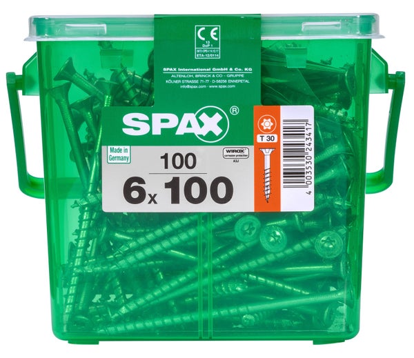 Lot De 100 Vis Acier Tête Plate Spax, Diam.6 Mm X L.100 Mm