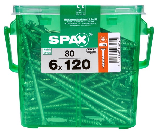 Lot De 80 Vis Acier Tête Plate Spax, Diam.6 Mm X L.120 Mm