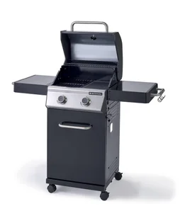 Barbecue au gaz - 130 x 55 x 114 cm - NATERIAL Kenton, 2 brûleurs, noir
