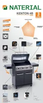 Barbecue au gaz - 154 x 55 x 114 cm - NATERIAL Kenton, 4 brûleurs, noir