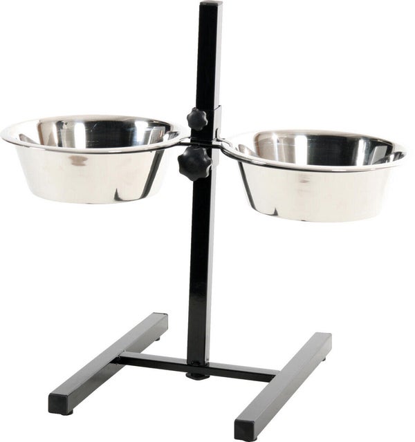 Support ecuelle réglable avec 2 Bol inox 2l75