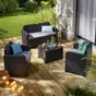 Salon bas de jardin, plastique recyclé, SORRENTO Anthracite, 4 personnes