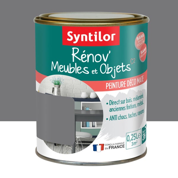 Peinture meuble et boiserie Rénov' SYNTILOR gris urbain mat 250 ml