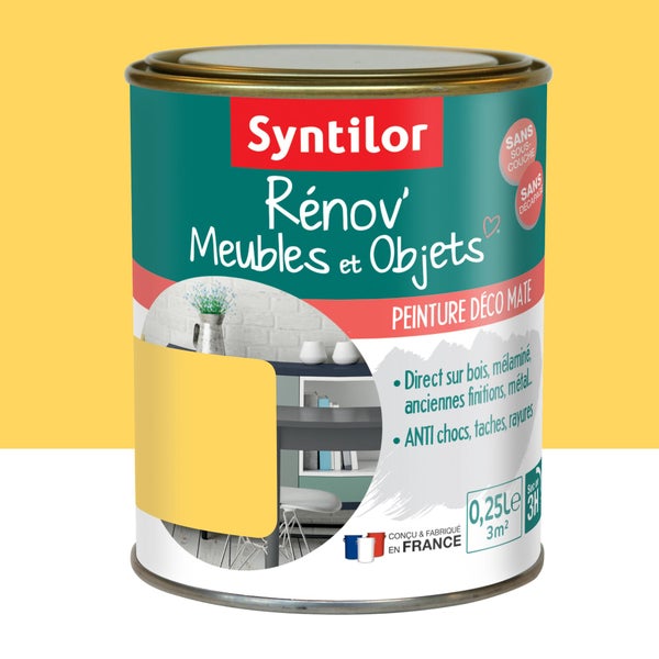 Peinture meuble et boiserie Rénov' SYNTILOR jaune mat 250 ml