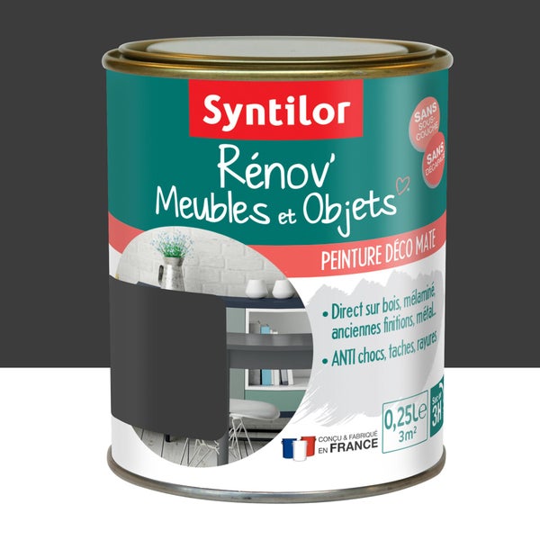 Peinture meuble et boiserie Rénov' SYNTILOR noir mat 250 ml