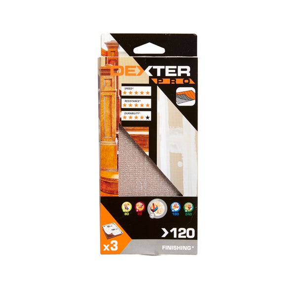 Lot De 3 Patins Abrasifs Dexter Pro, 93X185 Mm, Grains 120