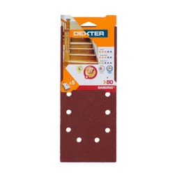 Lot De 5 Patins Abrasifs Dexter, 115 X 280 Mm, Grains 80