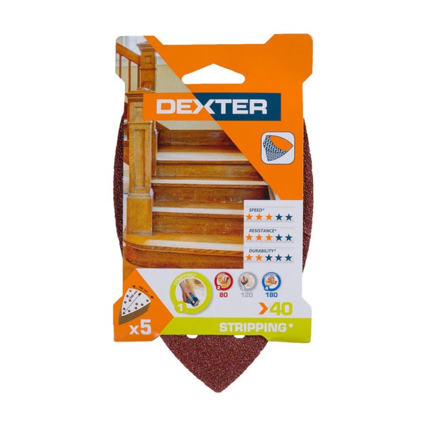 Lot de 5 patins abrasifs DEXTER, grain 40