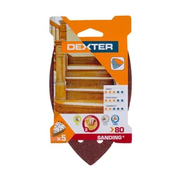 Lot de 5 papiers abrasifs delta, DEXTER, l.102.0 x L.152.0 mm grain 80