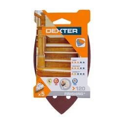 Lot de 5 papiers abrasifs delta , DEXTER, l.102.0 x L.152.0 mm grain 120
