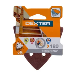 Lot de 5 patins abrasifs grains 120, DEXTER, 93 x 93 mm