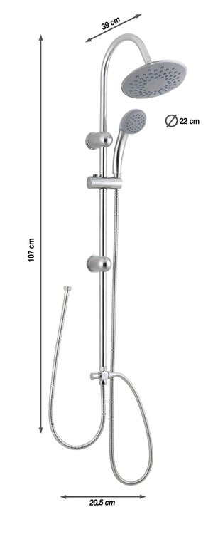 Colonne de douche et bain, sans robinetterie, NEREA, chromé