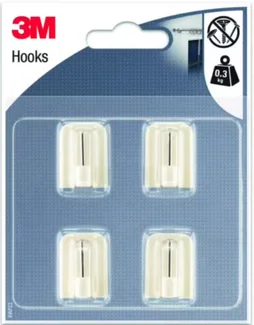Lot de 4 crochets adhésif 3M, blanc