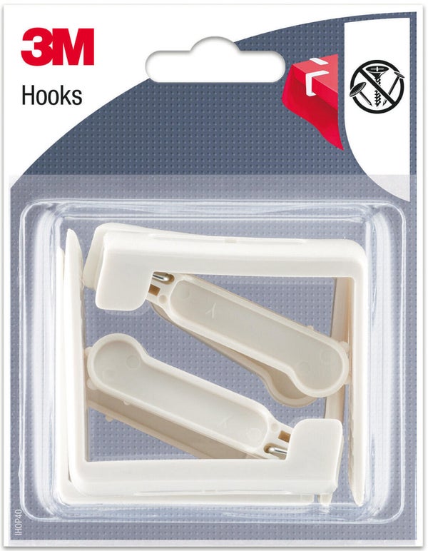 Lot de 4 crochets à clipser 3M, blanc