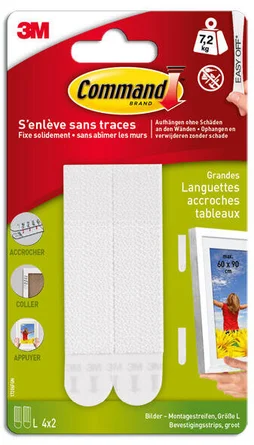 Lot de 8 languettes adhésives tableaux COMMAND blanc