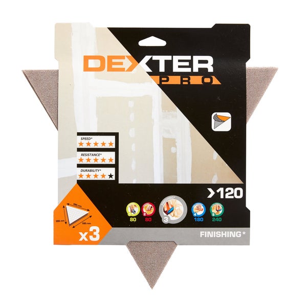Lot De 3 Triangles Abrasifs Dexter Pro, 285 Mm, Grains 120