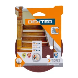 Lot de 5 disques abrasifs, DEXTER, l.125.0 x L.125.0 mm grain 120