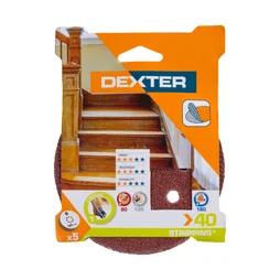 Lot de 5 disques abrasifs, DEXTER, l.125.0 x L.125.0 mm grain 40