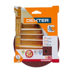 Lot De 5 Disques Abrasifs Dexter, 150 Mm, Grains 80