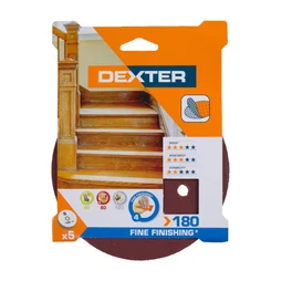 Lot De 5 Disques Abrasifs Dexter, 150 Mm, Grains 180