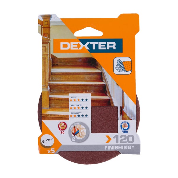 Abrasif Perceuse/Meuleuse Diametre 115 Grain 120 Lot De 5 Dexter