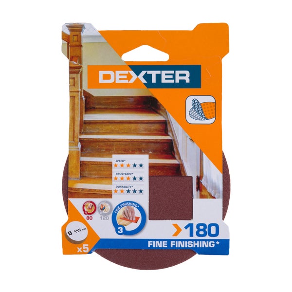Abrasif Perceuse/Meuleuse Diametre 115 Grain 180 Lot De 5 Dexter