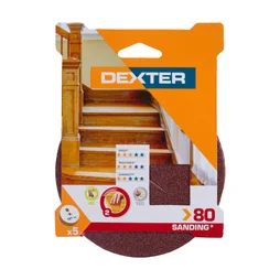 Lot De 5 Disques Abrasifs Dexter, 127 Mm, Grains 80