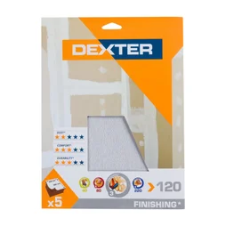 Lot de 5 feuilles abrasives DEXTER, 230 x 280 mm, grain 120