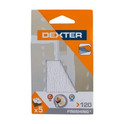 Lot de 5 feuilles abrasives DEXTER pour ponceuse spéciale plâtre, grain 120