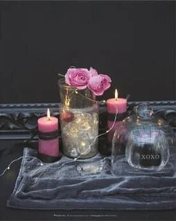 Toile Led Bougies, Gris L.40 X H.50 Cm