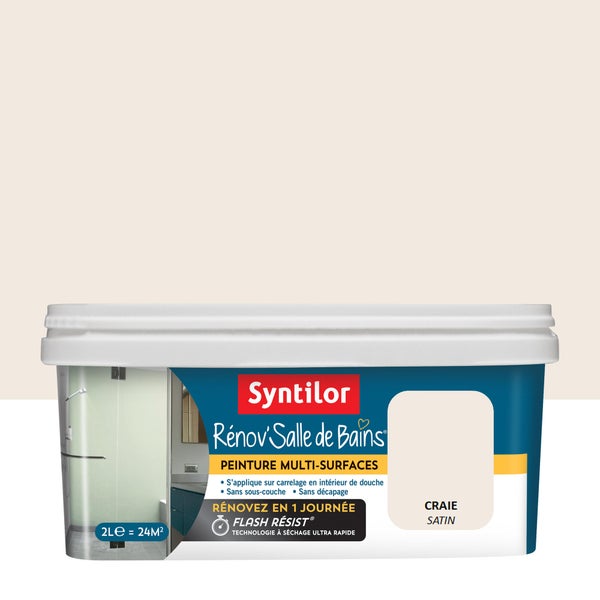 Peinture salle de bains Rénov'salle de bains SYNTILOR craie satiné 2 l