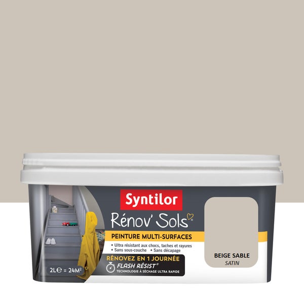 Peinture, carrelage et bois Renov soL SYNTILOR, beige sable satiné, 2L