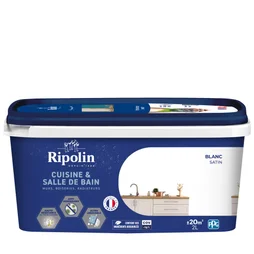 Peinture mur cuisine et bain Ripolin blanc satiné 2 L