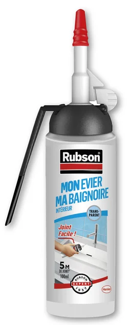 Mastic silicone cuisine/bain transparen RUBSON cartouche sans pistolet 100 ml