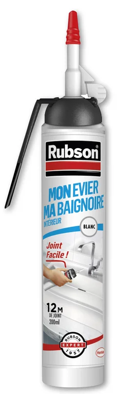 Mastic silicone cuisine/bain blanc RUBSON cartouche sans pistolet 200 ml