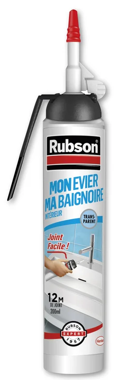 Mastic silicone cuisine/bain transparent RUBSON cartouche sans pistolet 200 ml