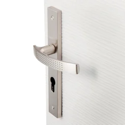 Poignée De Porte Louna Trou De Cylindre, Zinc Nickelé, 195 Mm