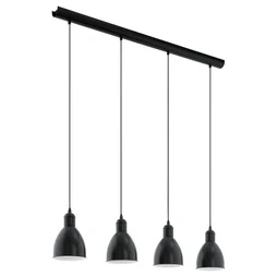 Suspension, E27 Style Industriel Priddy Métal Noir 4 X 60 W Eglo