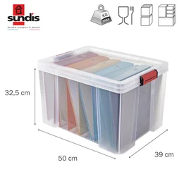 bac de rangement  plastique transparent l.39 x P.50 x H.32.5 cm