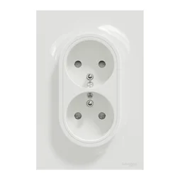Double prise avec terre verticale complet Odace, SCHNEIDER ELECTRIC, blanc