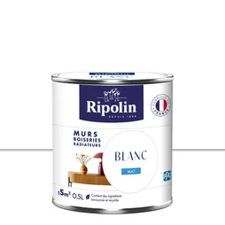 Peinture mur, boiserie, radiateur RIPOLIN blanc mat 0.5 l