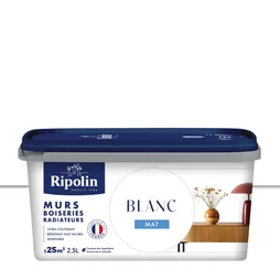 Peinture mur boiserie radiateur RIPOLIN blanc mat 2L5