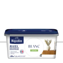 Peinture mur boiserie radiateur RIPOLIN blanc satiné 2,5 litres