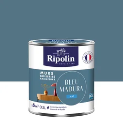 Peinture mur, boiserie, radiateur RIPOLIN bleu madura mat 0.5 l